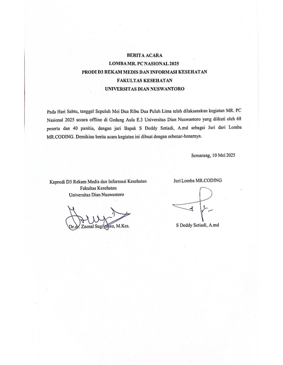 Berita Acara Tahap Final Juri 2 MR.Koding